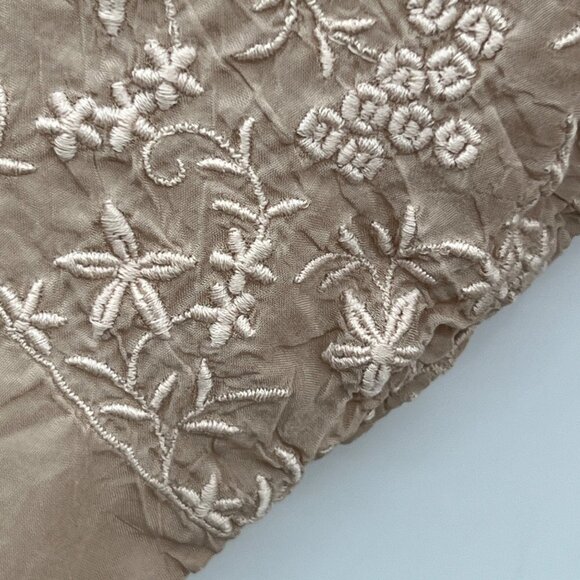 Johnny Was Women's Brown Lace 3/4 Sleeve V-Neck Belted Top Blouse Size XS - Picture 5 of 12